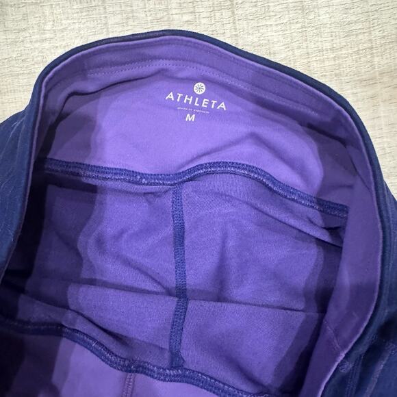 Athleta Relay Leggings Purple Striped, Reflective Stripes Running,Workout Medium - Picture 3 of 6